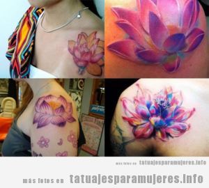 Tatuajes Mujeres Hombro Flor Loto Tatuajes Para Mujeres