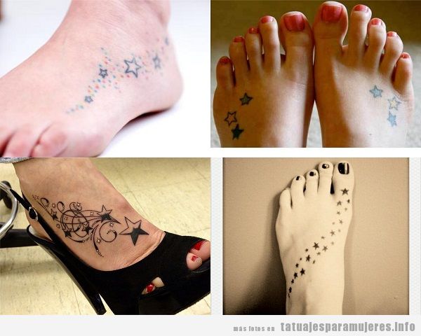 Tatuajes para mujer en el pie con estrellas