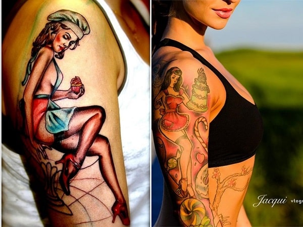 Tatuajes pin-up para mujeres en el brazo