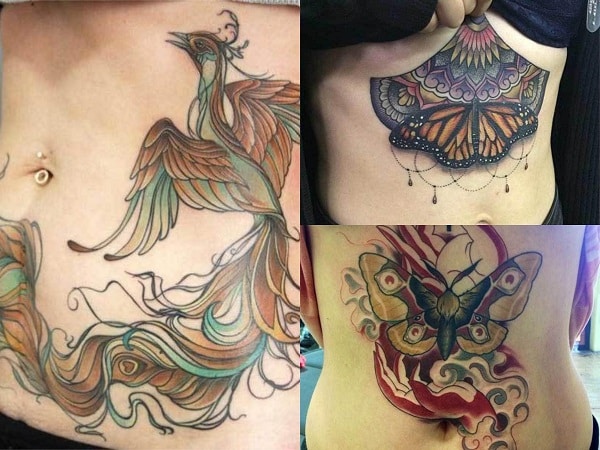 Tatuajes en el abdomen para mujer de animales